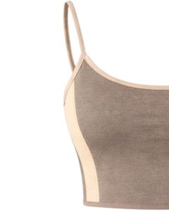 Taupe Beige Women Camisole And Shorts <b>Set</b> Summer Two Piece Outfit Cotton Blend Crop Top Embroidered Daisy Drawstring Shorts - Product Image 4