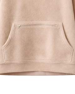 Sudadera con capucha de forro polar extragrande beige para mujer, con cuello de botón a cuarto, bolsillo canguro, gruesa, de invierno, de fabricante - Product Image 6