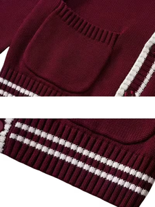 Cardigan unisexe en toile pour lycéens, col en V doux, tricoté, anti-boulochage, 100 % acrylique, personnalisable - Product Image 4