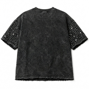 Camiseta sin mangas con estampado gráfico de diamantes de imitación personalizados, 100% algodón jersey, tela suave, nuevo diseño moderno, para unisex. - Product Image 2