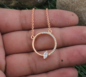 Luxury Rose Gold Plated <b>Ring</b> Necklace for <b>Women</b> Fancy CZ Pendant Necklace <b>Set</b> For Woman Wholesale High Quali - Product Image 1