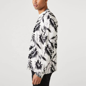 เสื้อเชิ้ตฮาวายลายดอกไม้ผ้าป๊อปลินย้อมสีแบบผูกโบว์ แขนยาวสำหรับผู้ชาย ผ้าถัก ระบายอากาศได้ดี เสื้อฤดูร้อนสำหรับผู้ใหญ่ - Product Image 4