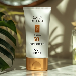 Envase Cosmético Mate Recargable en Botella y Tubo para Crema Solar con Tinte Naranja, Marca Privada, 50 ml, Tapa de Rosca para Cuidado Facial - Product Image 2