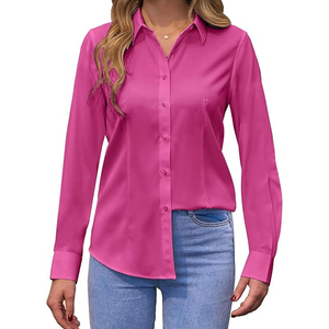 Blouse décontractée tricotée respirante pour femme, manches courtes, motif uni, grande taille, en polyester – Vêtements de qualité supérieure en gros - Product Image 3