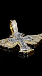 Modern Silver Plated Tin Alloy Cross Pendant AAA Radiant Cut Diamonds Channel Set Hip Hop Religious Charm Unisex Wedding IGI - Product Image 3