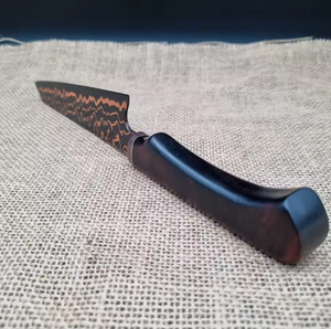 Couteau de cuisine LEGACY BLADES, artisanal de luxe, en acier damas cuivré, manche ergonomique en bois, ambidextre, couteau professionnel moderne - Product Image 3