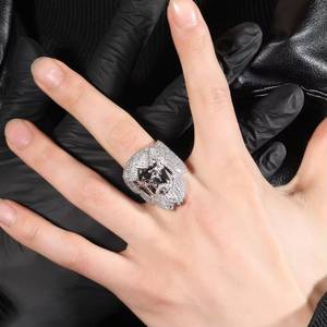 Hip Hop Jesus Face <b>Ring</b> 925 Silver Micro Insert Unisex <b>Dome</b> <b>Ring</b> for Daily Party Gift - Product Image 1
