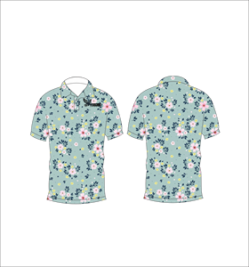 เสื้อโปโลพิมพ์ลายดอกไม้สีน้ำเงินสำหรับผู้ชาย แขนสั้น สวมใส่สบาย เหมาะสำหรับฤดูร้อน เล่นกอล์ฟ น้ำหนักเบา มีปก แฟชั่น - Product Image 4