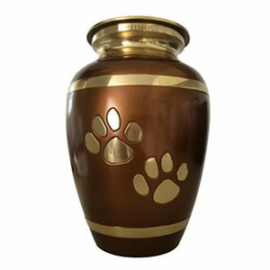 Urne funéraire en laiton et aluminium en gros avec motif de patte, urne commémorative artisanale en métal pour cendres de chiens et chats - Product Image 1