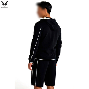 Ensemble sweat à capuche zippé et short pour homme, design unique, couleur noire contrastante, qualité supérieure - Product Image 2