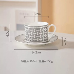 European style woven stripe pattern minimalist ceramic coffee <b>tea</b> <b>cup</b> and <b>saucer</b> set for home and afternoon <b>tea</b> - Product Image 6