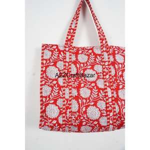 Bolso Tote Hecho a Mano en India, 100% Algodón, Rayado, con Asa Larga, para Mujer, Ecológico, Estilo Boho, Grande, para Compras y Exposiciones - Product Image 3