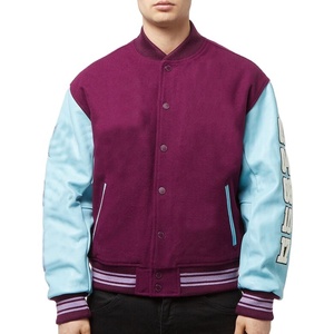 Vestes universitaires en chenille brodée de haute qualité, corps en laine, manches en cuir véritable, veste d'hiver pour hommes - Product Image 2