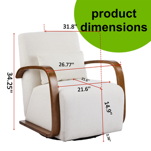 Poltrona con Braccioli Curvi in Legno Massello, Rivestimento Crema, Girevole a 360 Gradi, Design Moderno Mid-Century, Comfort Ergonomico per Soggiorno - Product Image 3