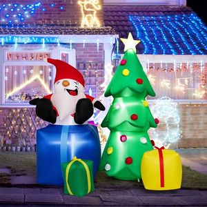 Babbo Natale Gonfiabile Illuminato di 2,1 Metri con Albero di Natale e Pacchi Regalo, Decorazione da Giardino per Esterni - Product Image 2