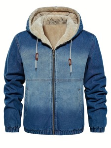 Most Comfortable Custom Color Men Denim <b>Jackets</b> For Sale Good Quality Zipper Closure Winter Casual Thick Sherpa Lining - Product Image 1