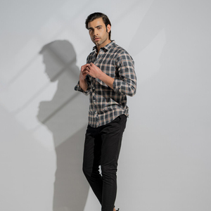 Chemise décontractée à carreaux pour homme, manches longues, col rabattu, respirante, 100% coton, pour l'automne - Product Image 4