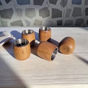 Tasse à thé ronde en bois sans anse avec insert en acier inoxydable, concept moderne réutilisable, tasse à thé pleine de motifs tendance par UO - Product Image 5
