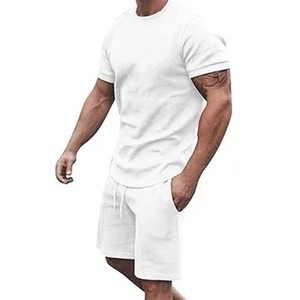 Fashion Two Piece T Shirt and Shorts <b>Set</b> for Men Soft Cotton Blend Streetwear Wholesale Supplier OEM ODM - Product Image 6