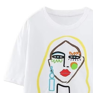 Nuevo diseño de moda, camisetas de algodón baratas al por mayor para mujer, con cuello redondo y manga corta/larga, conjuntos para mujer - Product Image 3