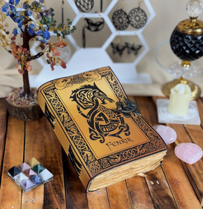 Diario de cuero Viking Fenrir: Grimorio nórdico hecho a mano, diseño de lobo celta - Product Image 1
