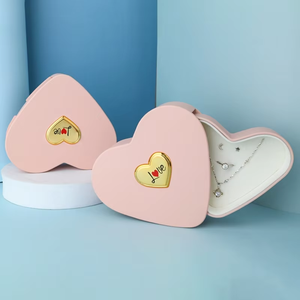 Romantic Love Pendant Ring Necklace <b>Packing</b> <b>Box</b> Double Heart Shaped Jewelry Gift <b>Box</b> - Product Image 5