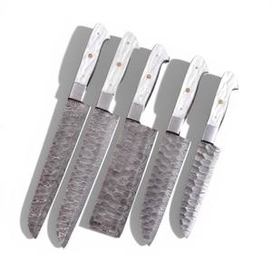 Ensemble de couteaux de chef de cuisine professionnels en acier Damas forgé à la main, 5 pièces, manche intégral, ambidextres, support de personnalisation OEM/ODM - Product Image 1