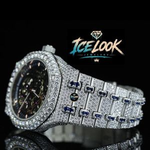 Reloj Mecánico para Hombre Ice Look, Esfera Redonda Analógica de 42 mm, Correa de Acero Inoxidable de 20 mm, Estilo Moissanita, Joyería de Lujo - Product Image 5