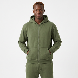 Conjunto Deportivo Unisex Verde con Capucha, Cierre de Cremallera, Color Sólido, Sudadera y Pantalones Casuales para Otoño - Product Image 6