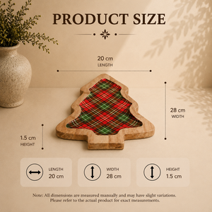 Bandeja de servir navideña de diseño con forma de árbol de Navidad, con decoración de tartán y marco de madera, y organizador de joyas. - Product Image 2