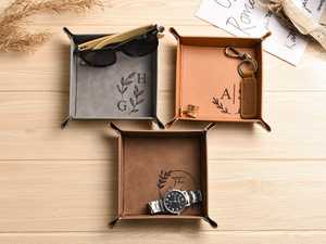 Sac de rangement luxueux en cuir véritable, plateau de chevet, boîte organisatrice de table de nuit, étui en cuir, porte-bijoux GLTY-0015 - Product Image 6