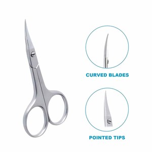 Ciseaux à cuticules en acier inoxydable avec logo personnalisé, lame courbée, petits ciseaux à manucure et à sourcils pour femmes - Product Image 2