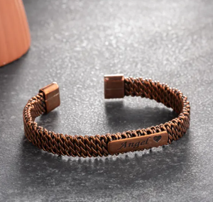Pure Copper Surface Multi Strand Coil Mesh <b>Bracelet</b> Custom Engraved <b>Name</b> Plate Adjustable Spiral Wrap Wristband - Product Image 5