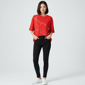 T-shirt personnalisé avec logo imprimé, effet délavé, en jersey 100% coton épais, coupe épaules tombantes, séchage rapide, pour la vente en gros - Product Image 4