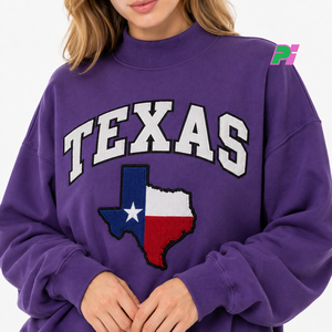 Sudadera de cuello alto para mujer, con parche bordado de la bandera de Texas, estilo oversize, informal, 100% algodón polar, ecológica - Product Image 5