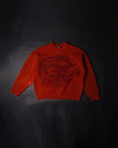 เสื้อสเวตเตอร์ขนฟูคุณภาพสูง ลายกราฟิกมังกรวินเทจ ผ้าถักหนา สไตล์สตรีทแวร์ - Product Image 1