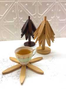 Custom Wooden Tree Shape Coaster Set Handmade Nordic Style Table Decor Mats & Pads - Product Image 5