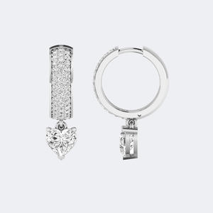 Pendientes colgantes tipo huggie con diamantes cultivados en laboratorio de 1.50 quilates, corte redondo y esmeralda, oro VVS2 EF, joyería lineal con pavé de formas múltiples - Product Image 5