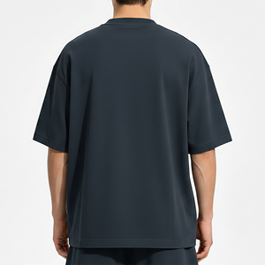 เสื้อยืดผู้ชายคุณภาพสูง ทรงโอเวอร์ไซส์ สีขาว ผ้าฝ้ายถัก 100% แขนสั้น คอกลม สไตล์ลำลอง พิมพ์ลายโลโก้ด้านหน้า ทรงพอดีตัว - Product Image 4