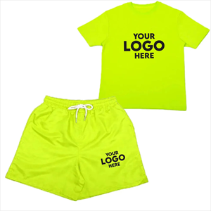 Conjunto de Shorts Casuales de Verano para Hombre, Camiseta Negra de Algodón con Shorts con Cordón, Impresión por Transferencia de Calor, Logotipo Personalizado en la Parte Trasera - Product Image 2