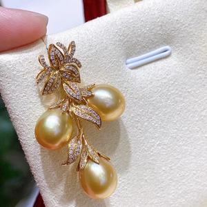 Pendientes Colgantes de Cuentas de Oro Natural de 9-10 mm, Estilo Retro Moderno de Diseño Italiano, Textura de Oro K Casi Impecable, Accesorio de Moda - Product Image 3