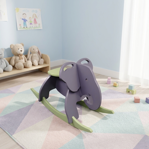 Esta silla mecedora con forma de elefante, simple pero duradera, está hecha de madera de pino americano de alta calidad y segura, adecuada para niños. - Product Image 3