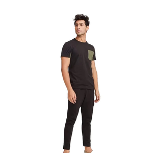 Men’s Summer Casual <b>Tracksuit</b> Soft Cotton Tee & Pants Set, Relaxed Fit,Black Color, Perfect for Gym, Travel and Outdoor Use - Product Image 5