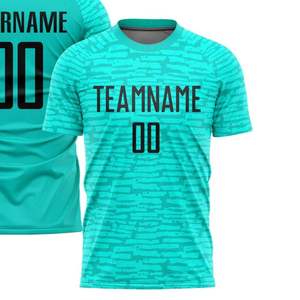 เสื้อฟุตบอลแบบกำหนดเอง แขนสั้น สีเขียวอมฟ้า พิมพ์ลายชื่อทีมและหมายเลข ระบายเหงื่อได้ดี ทรงปกติ สำหรับผู้ใหญ่ ใส่ได้ทั้งชายและหญิง - Product Image 2