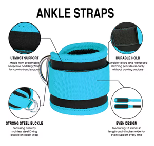 Sangle de cheville professionnelle réglable avec anneau en D et fermeture auto-agrippante en nylon pour entraînement musculaire des jambes unisexe et sports complets - Product Image 3