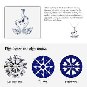 Collier pendentif double <span class=keywords><strong>cygne</strong></span> en argent sterling 925 avec moissanite étincelante, chaîne réglable 40,5+3,5 cm - Product Image 4