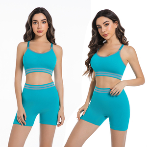 Ensemble de yoga tie-dye sans couture pour femme en Spandex/Nylon, comprenant un haut court dos nageur et un short taille haute, tenue d'entraînement 2 pièces - Product Image 5
