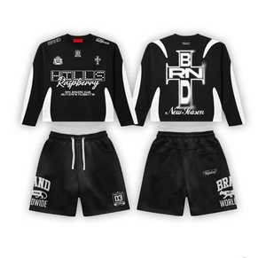 2025 High Quality Men's Casual <b>T</b>-Shirt Set with Breathable Acid Washed Cotton Shorts Customized Logo OEM Summer Set - Product Image 6