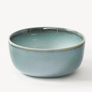 Tazón de cerámica refinada para comedor, azul niebla, exterior mate suave, gran capacidad, apto para alimentos, duradero, para una mesa contemporánea. - Product Image 1