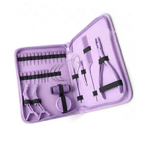 Kit de herramientas duraderas y sostenibles para extensiones de cabello con alicates, aguja de crochet, clips, extensiones de cabello humano, acero inoxidable dorado para salón - Product Image 2